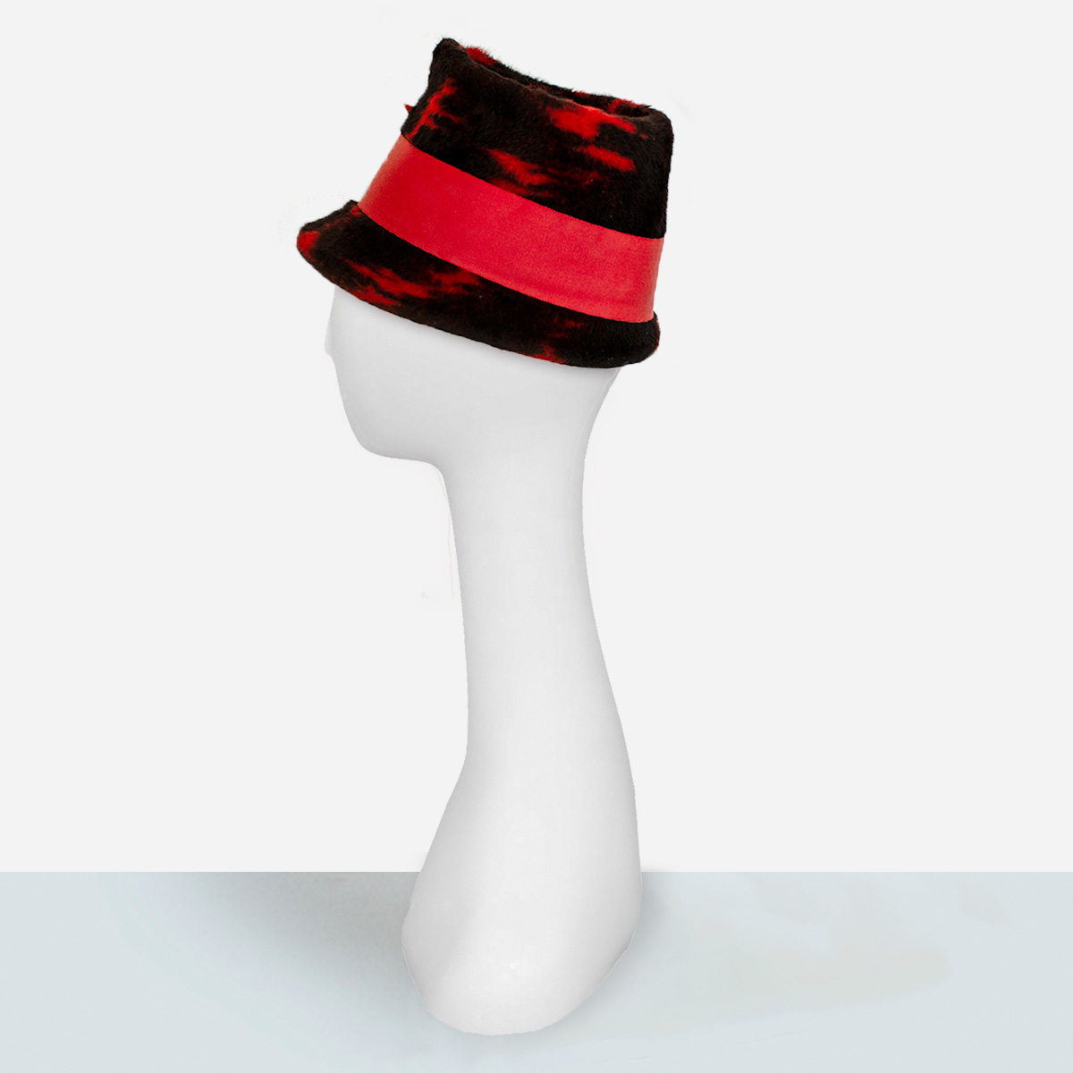 Red and black leslie james hat