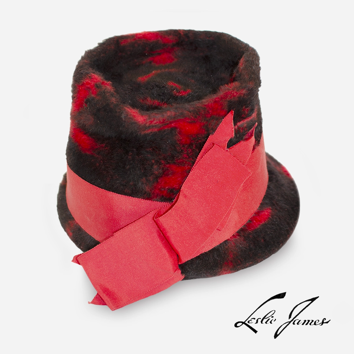 signed Leslie James red bucket hat