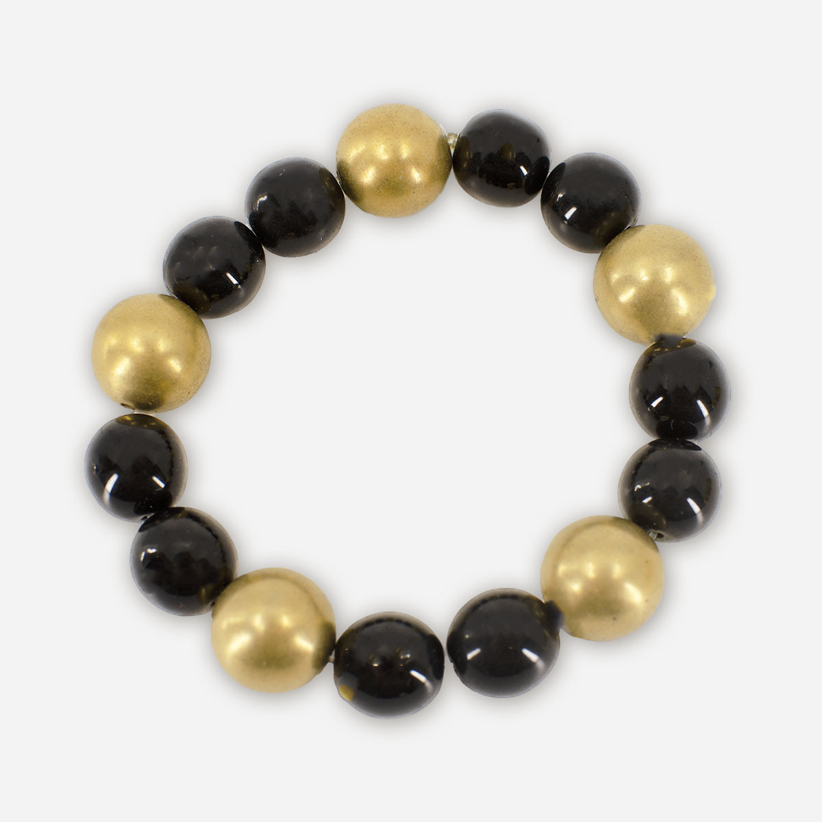 gold ball bracelet, expandable black and gold bead bracelet