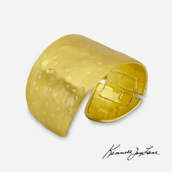 signed Kenneth Jay Lane Hammered gold cuff bracelet