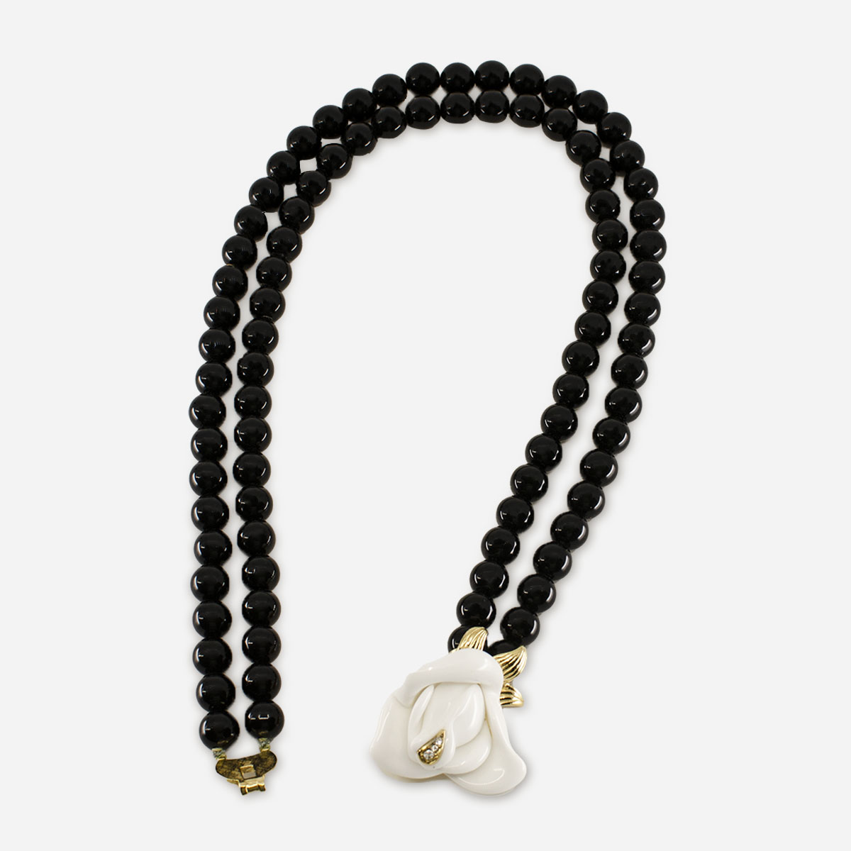 multistrand black bead necklace