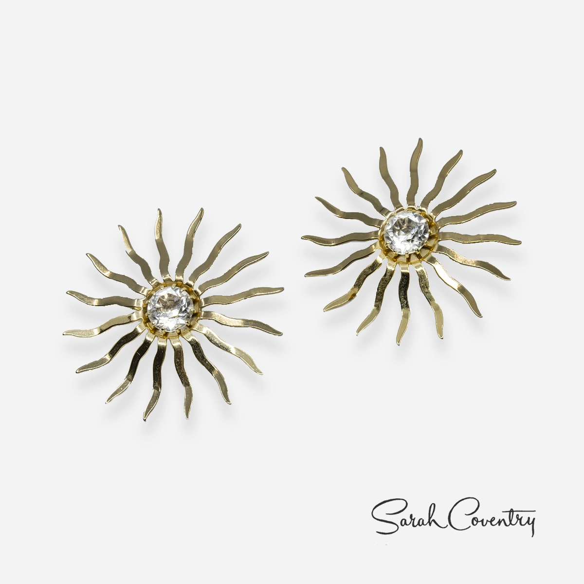 Signed Sarah Coventry Gold Sunburst earrings