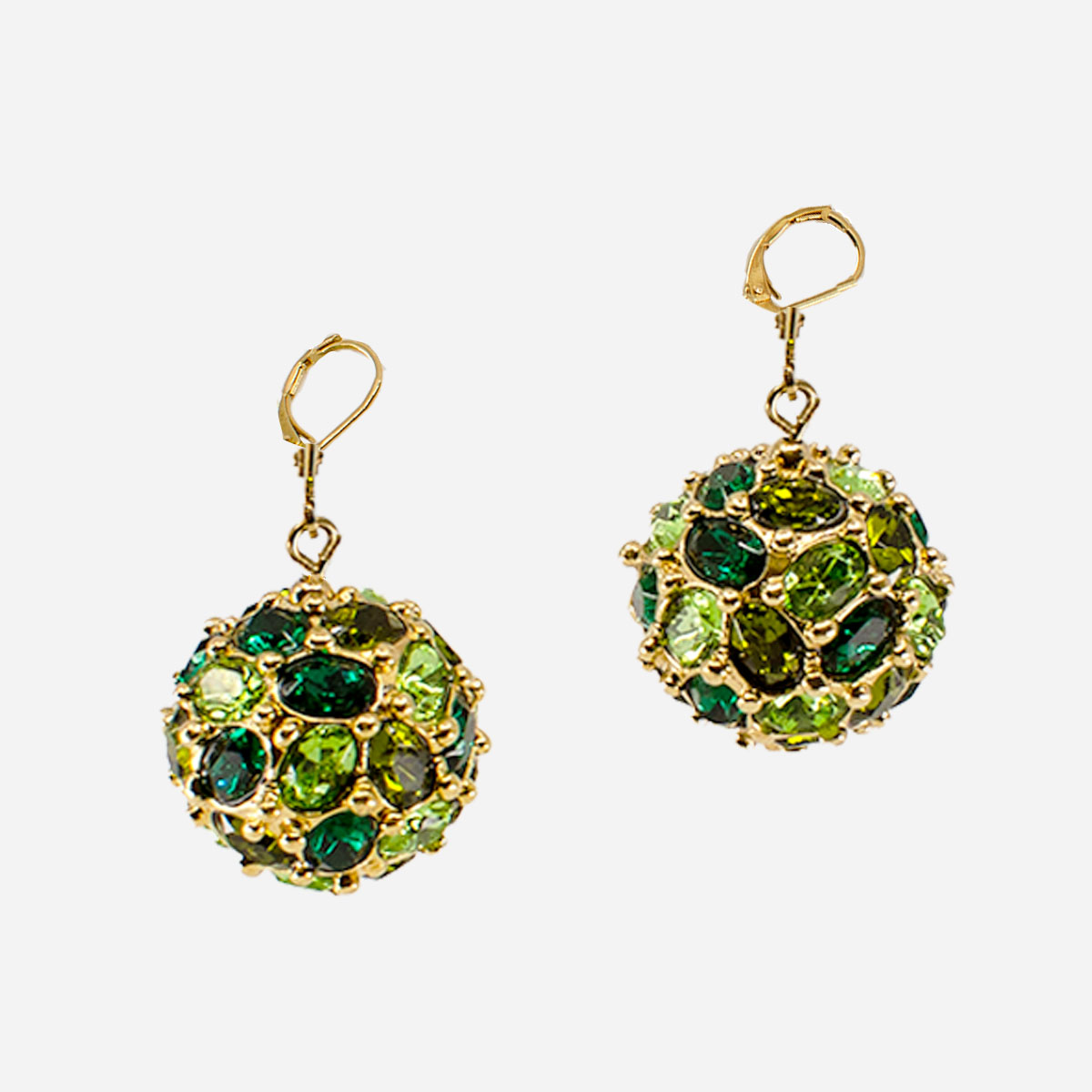 green dangle ball earrings