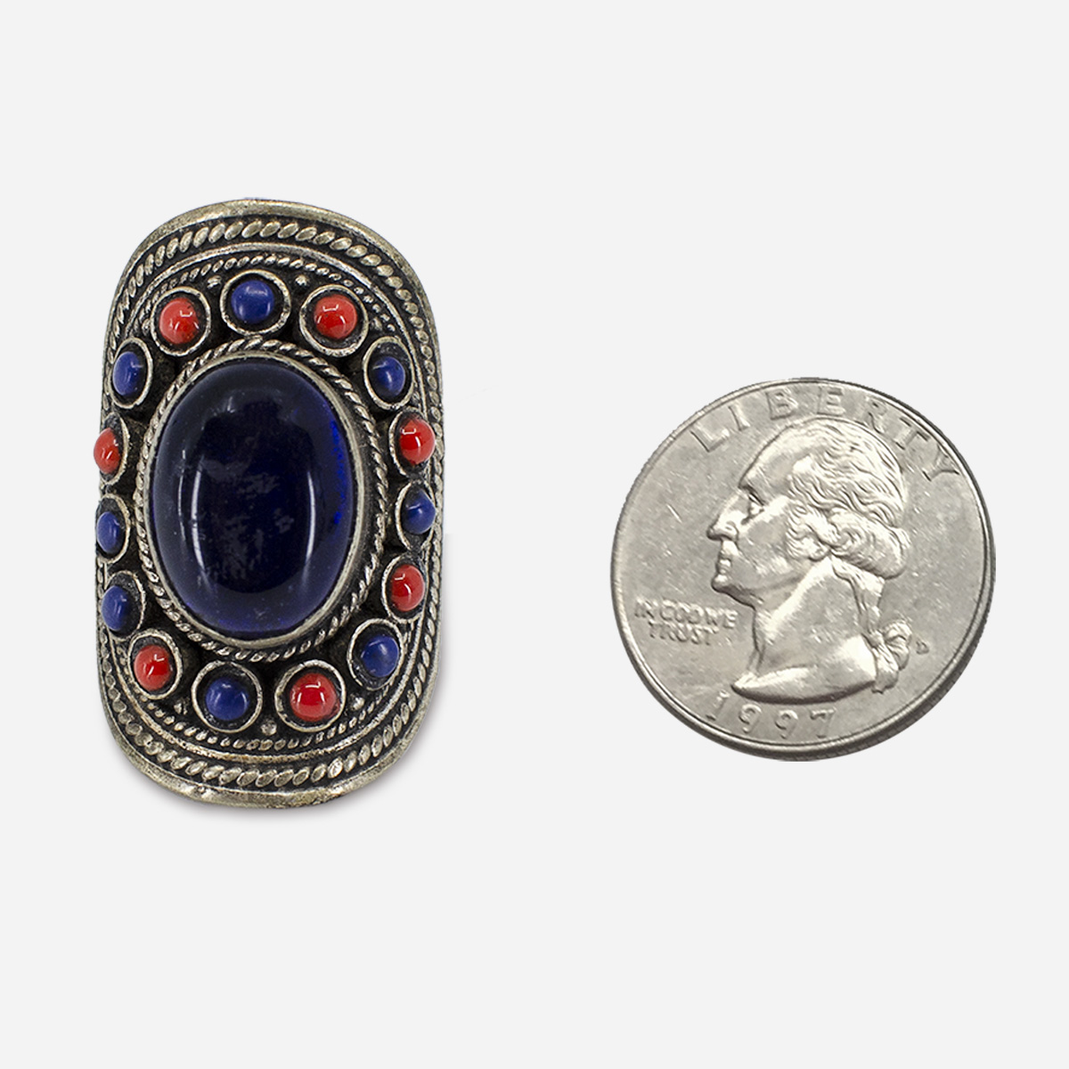 vintage Tibetan silver lapis ring