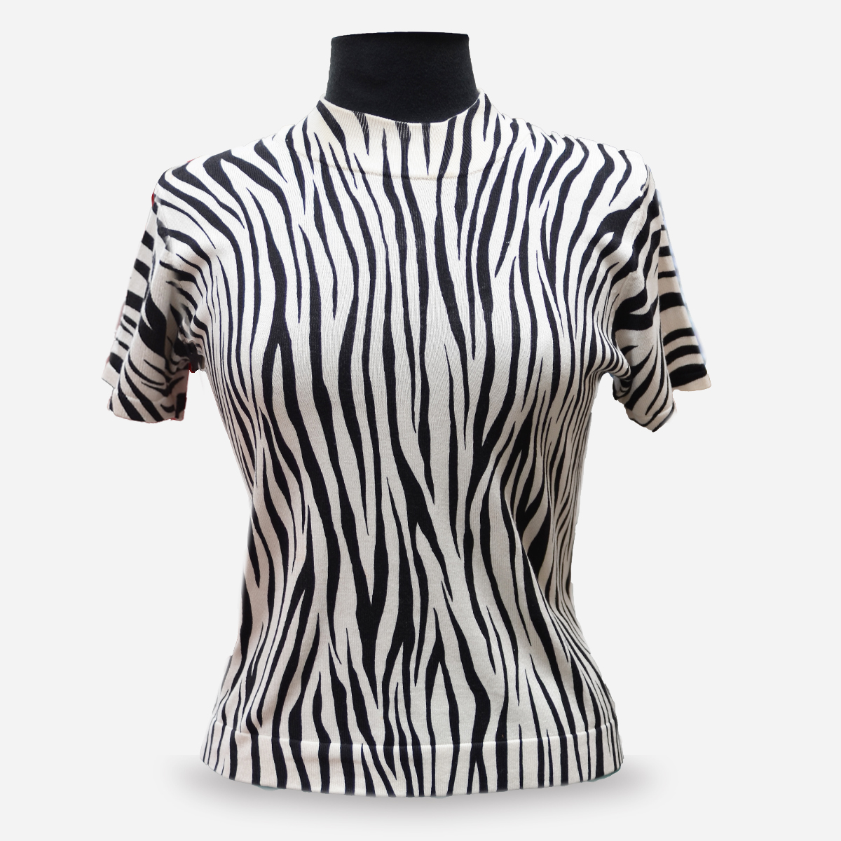 Silk knit top, zebra print