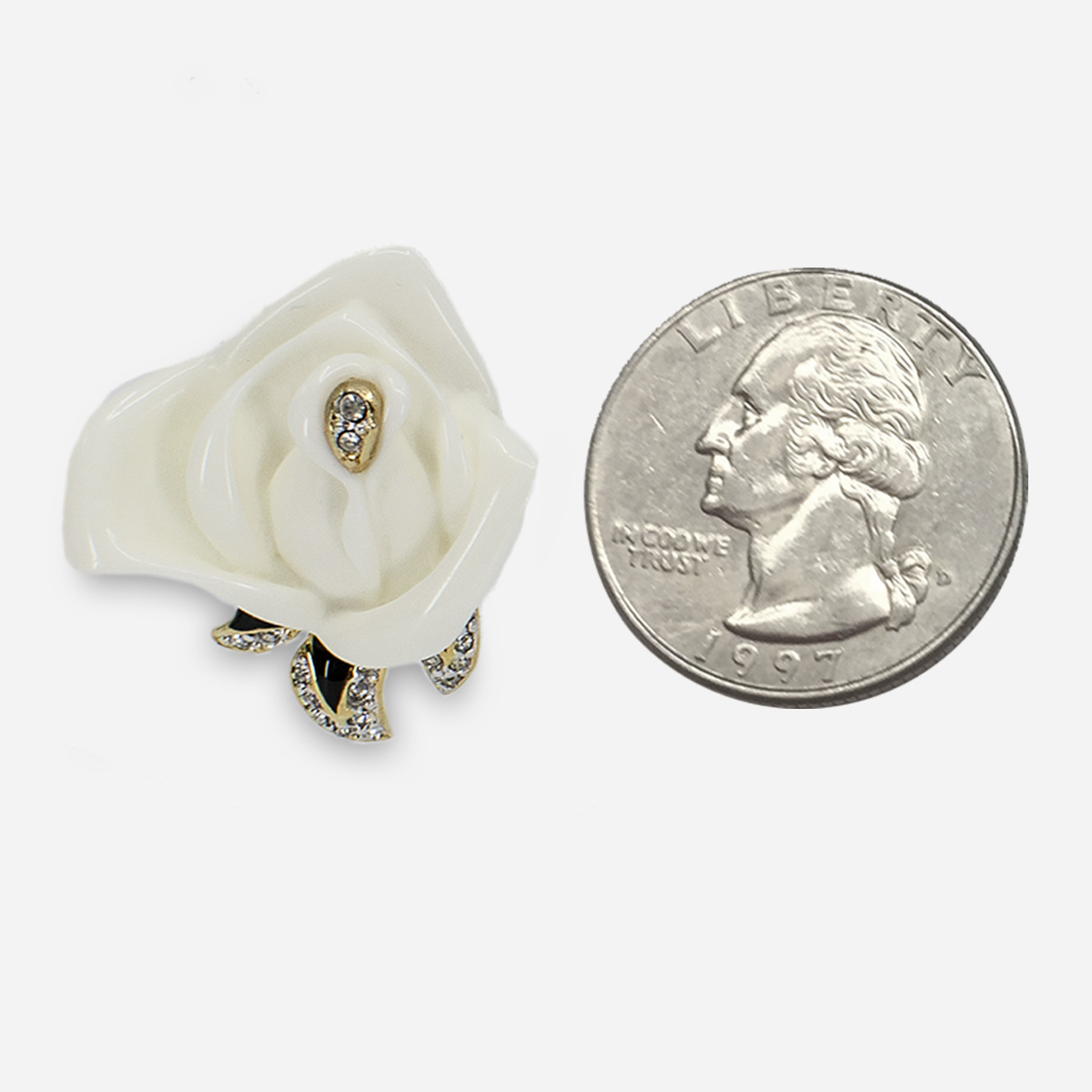 kjl white rose earrings