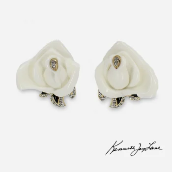 signed Kenneth Jay Lane white flower earrings