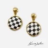 Signed KJL dangle earrings Signed KJL dangle earrings, round black and whitei check