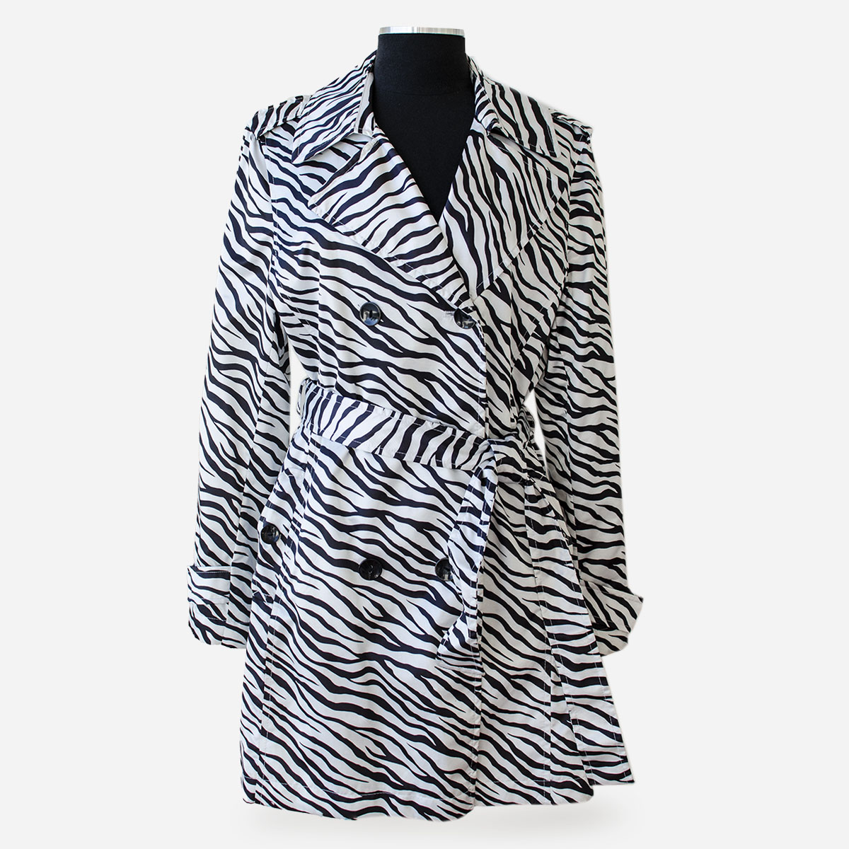 zebra print trench raincoat