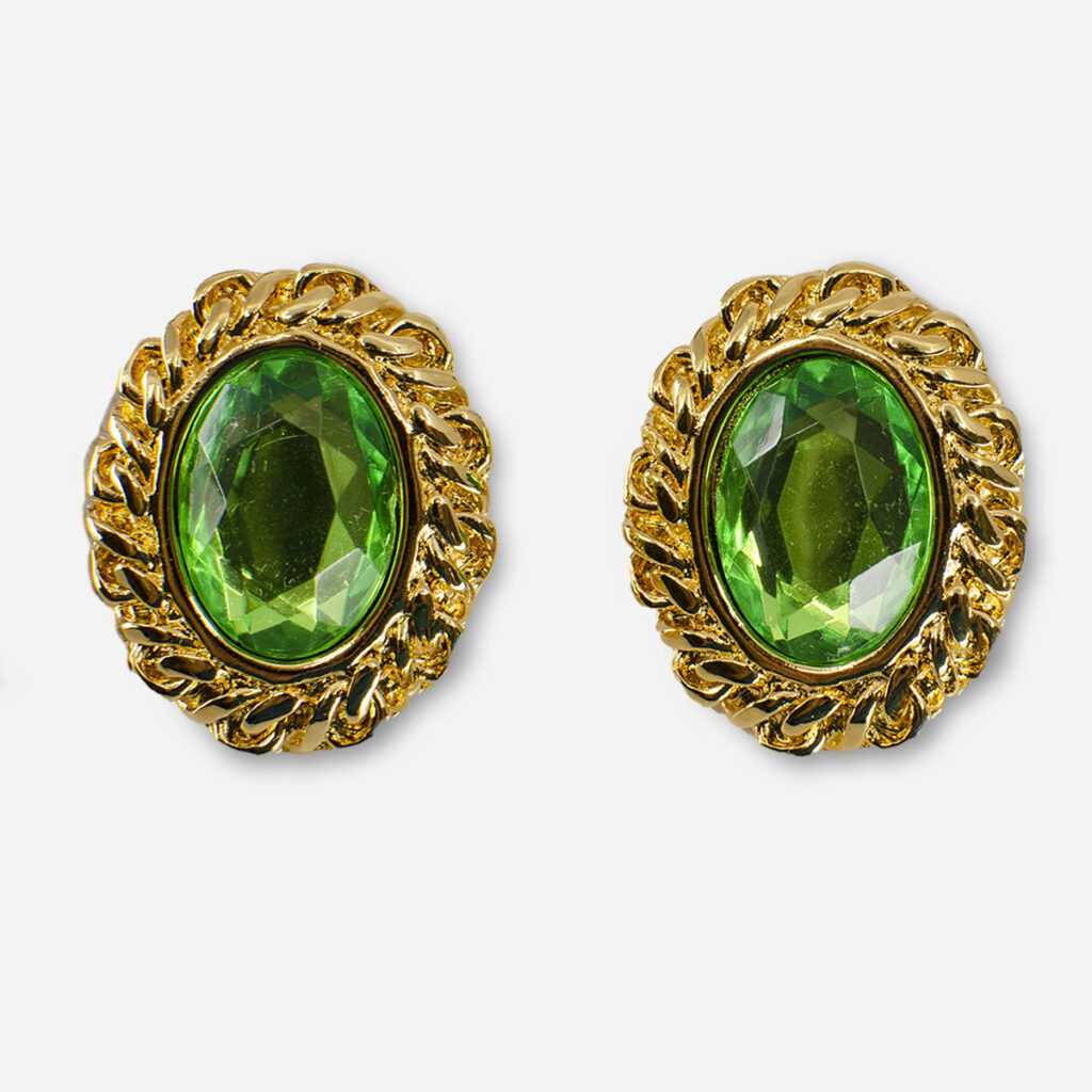 green pierced earrings