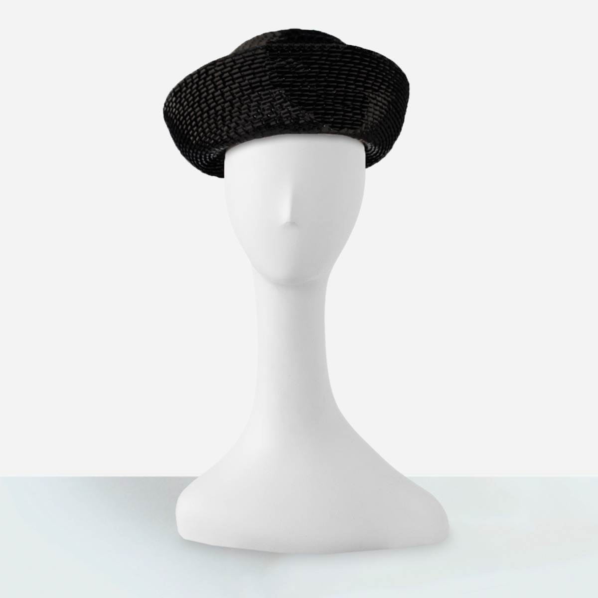 Vintage Leslie James Black Straw hat