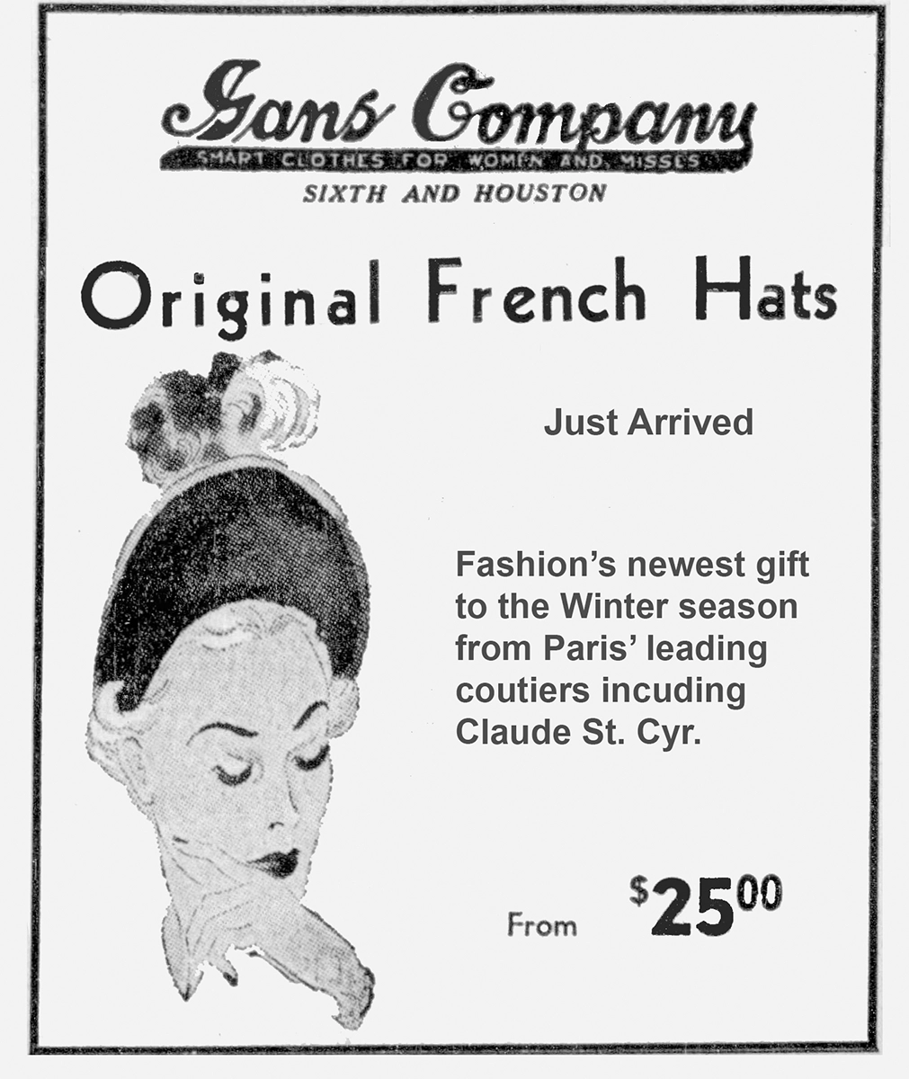 Claude St Cyr hat ad 1938