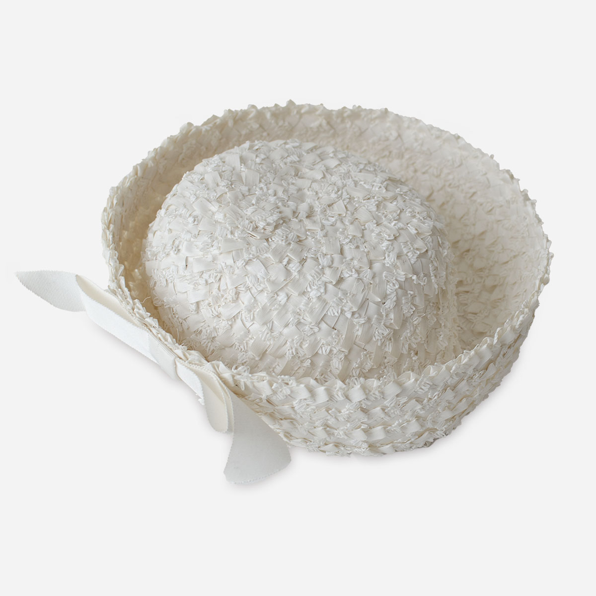 1960s white straw breton hat