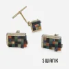 Signed Swank Multi Color Lucite Cufflinks Signed Swank Multi Color Lucite Cufflinks