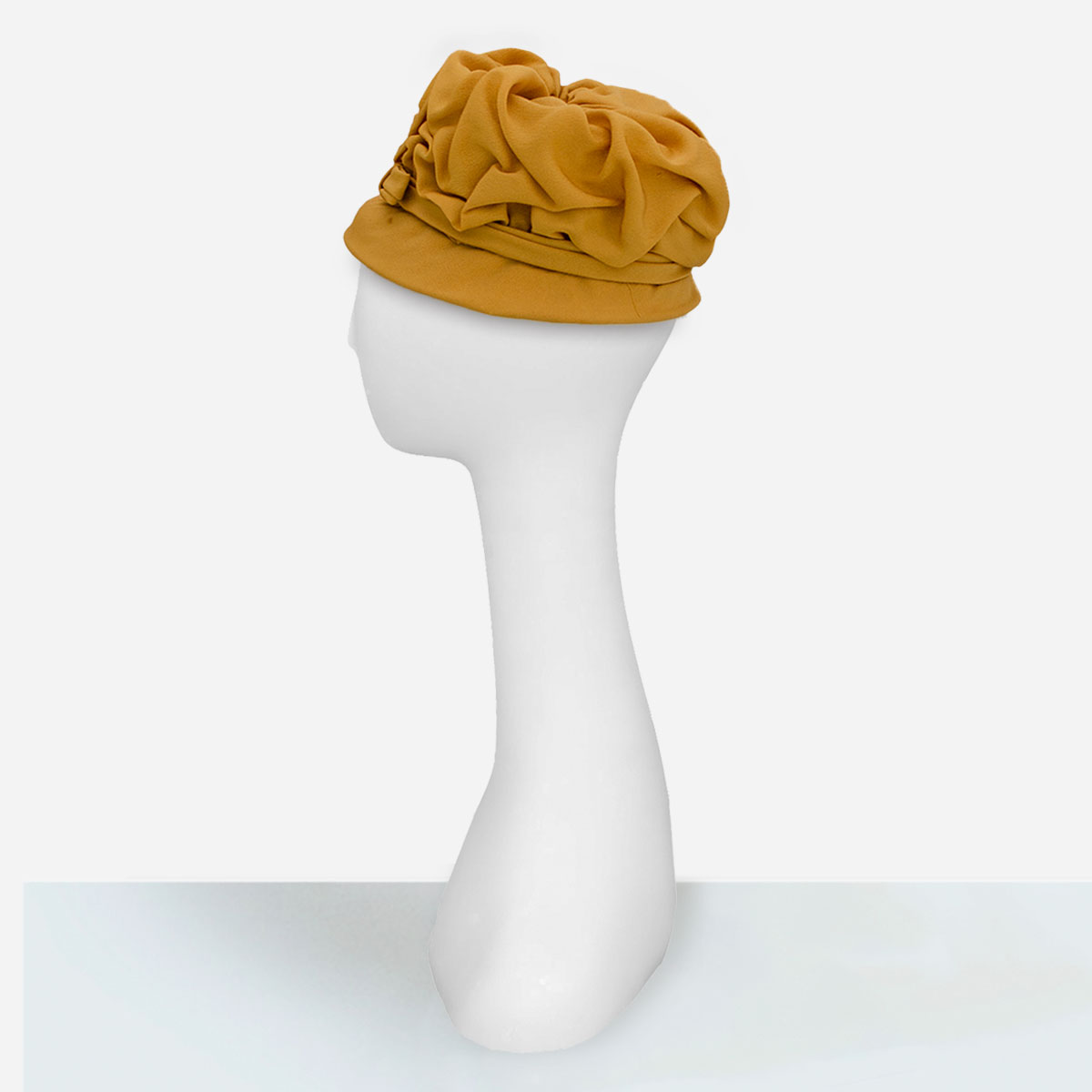 1950s gold turban, pleated hat