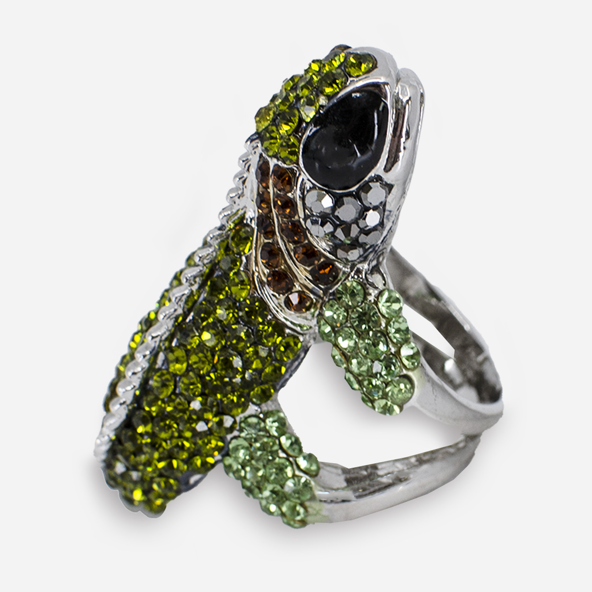 Green crystal lizard ring
