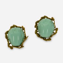 Miriam Haskell turquoise glass earrings