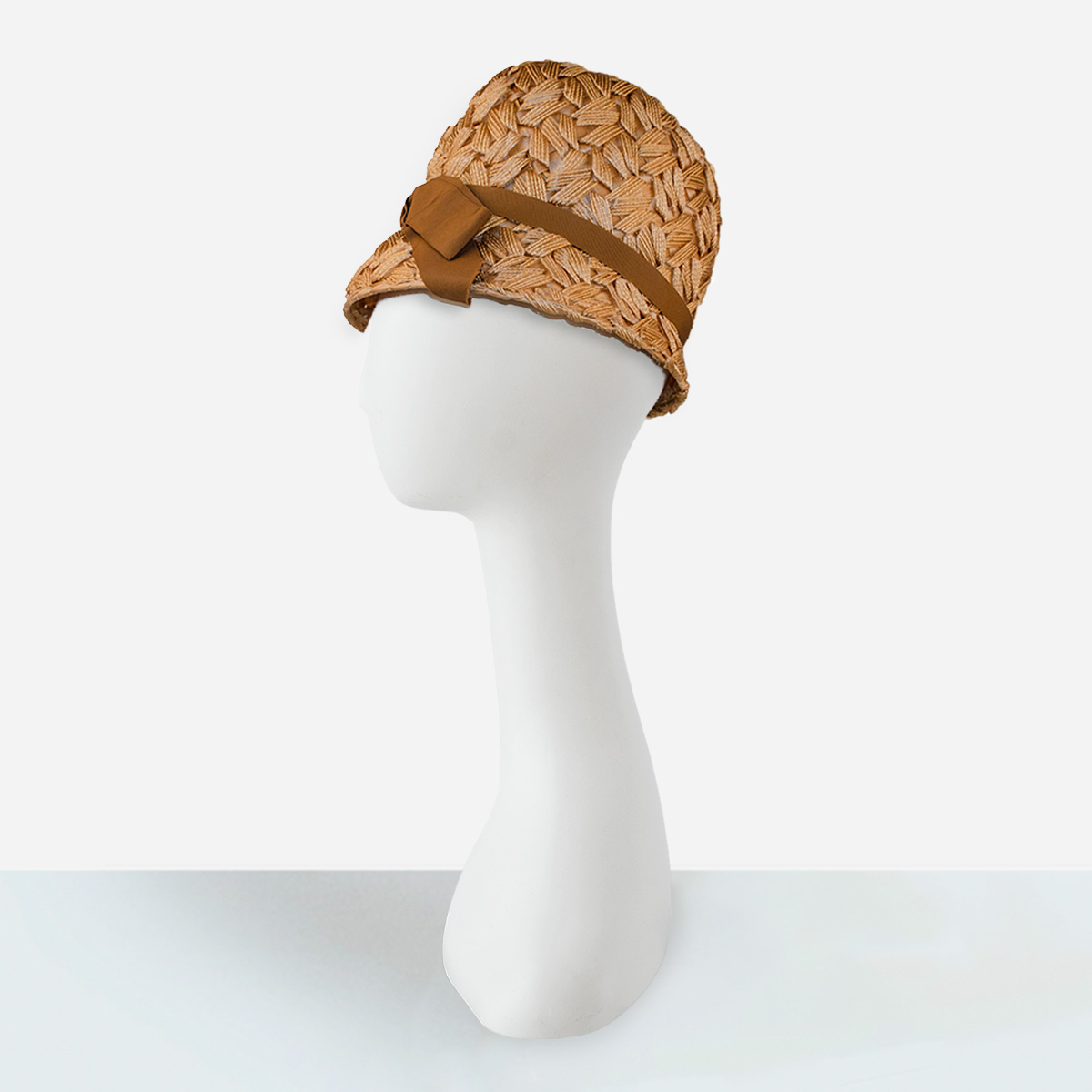 vintage gold straw bucket hat