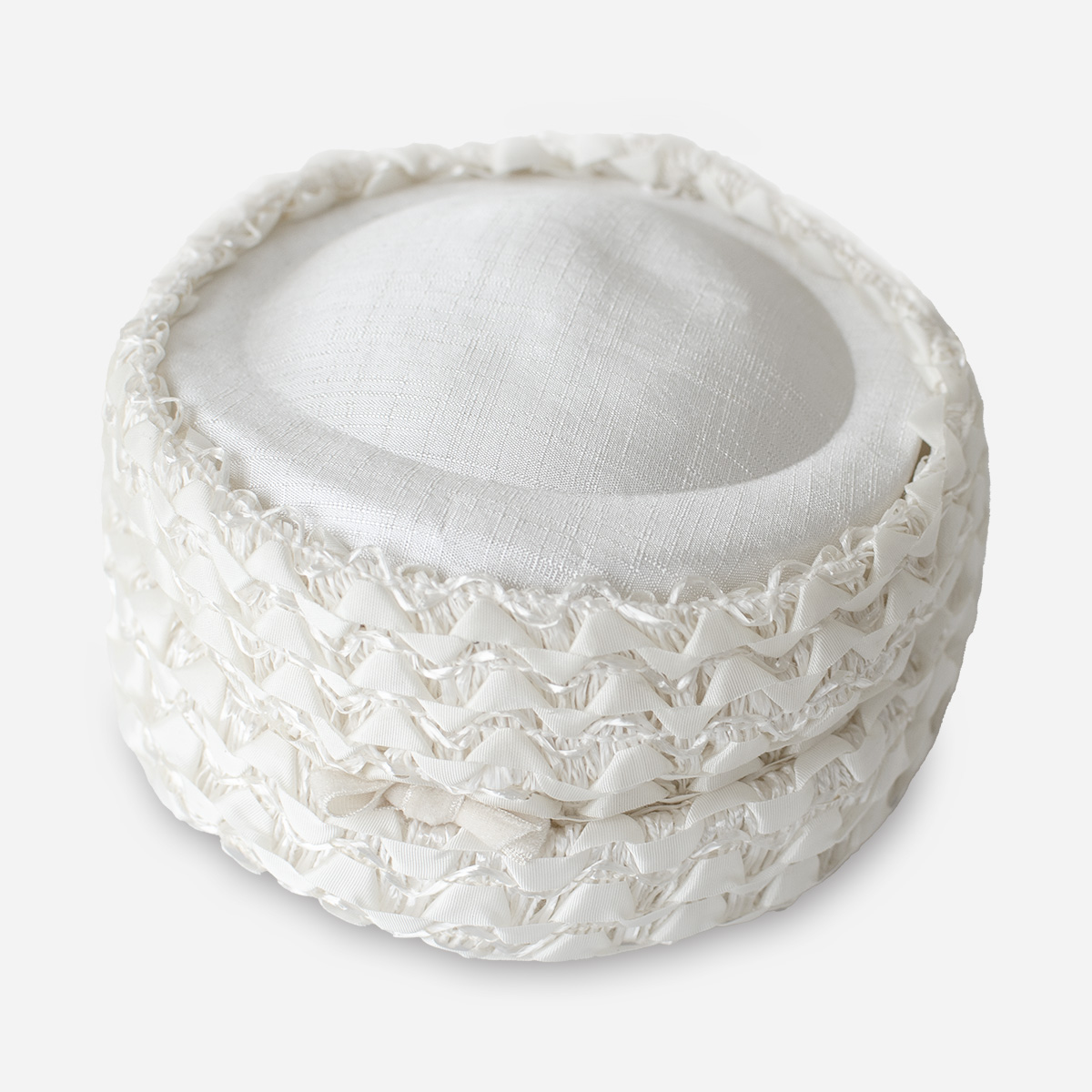 white straw pillbox hat