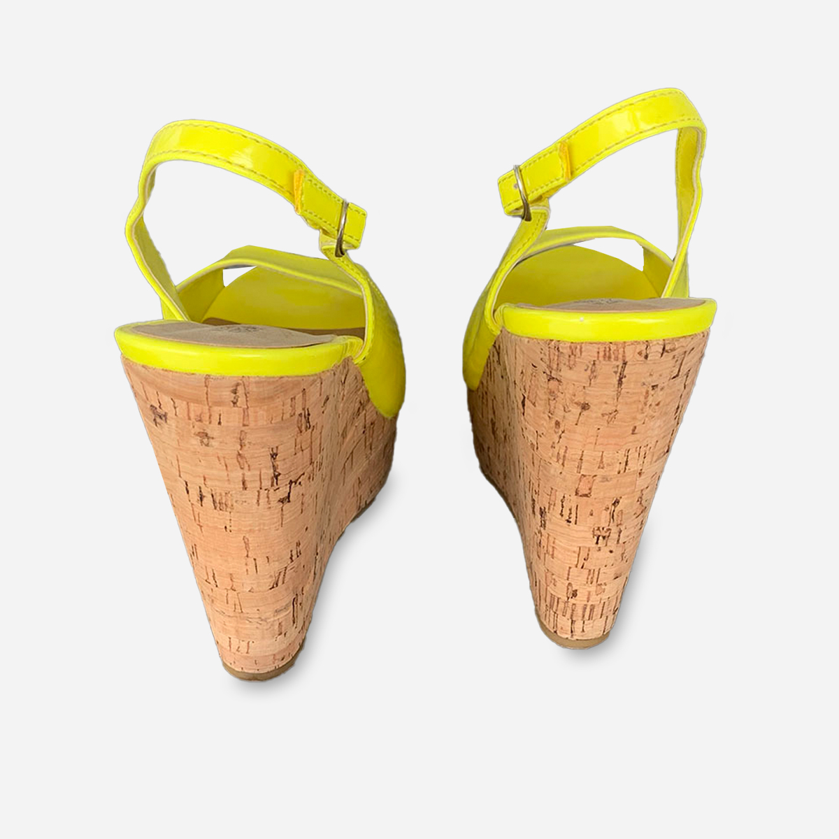 yellow Cork Wedge Sandals