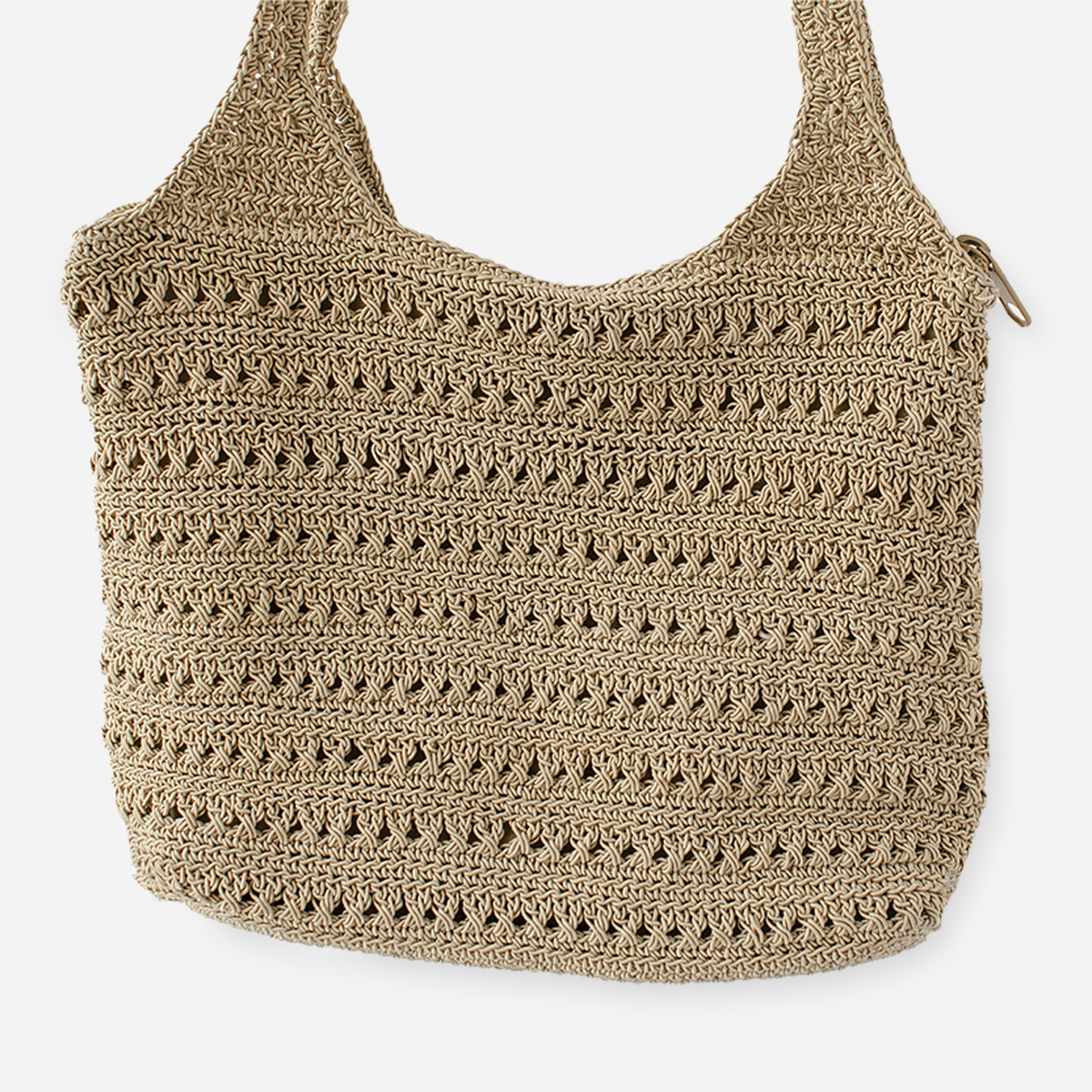 Tan crochet handbag