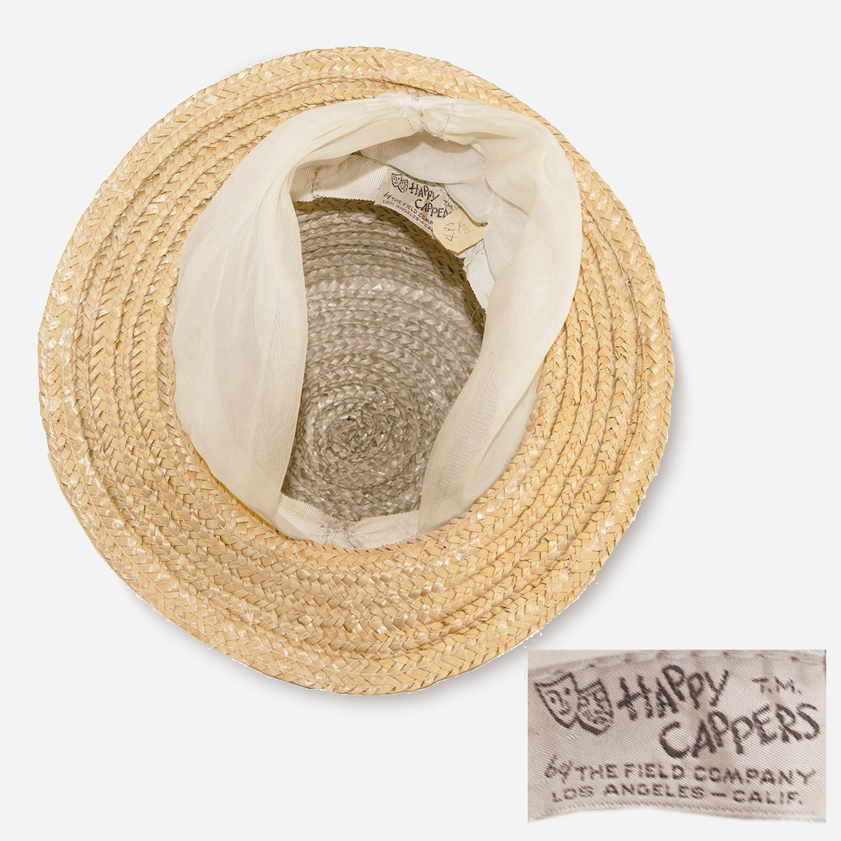 Vintage 50s straw hat, happy cappers label