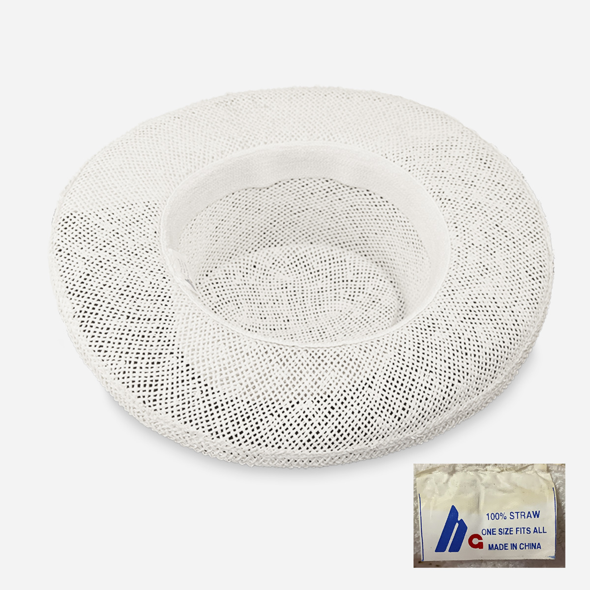 vintage mens white straw hat