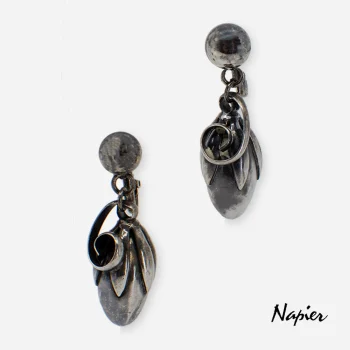 Napier Silver Plate Cumquat Earrings | Stylish 1950s Dangles