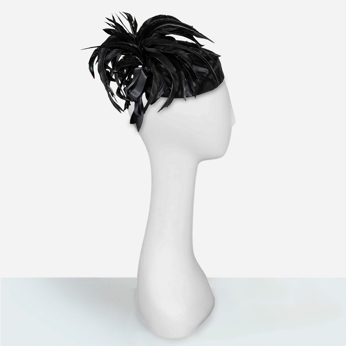 feathered black cocktail hat