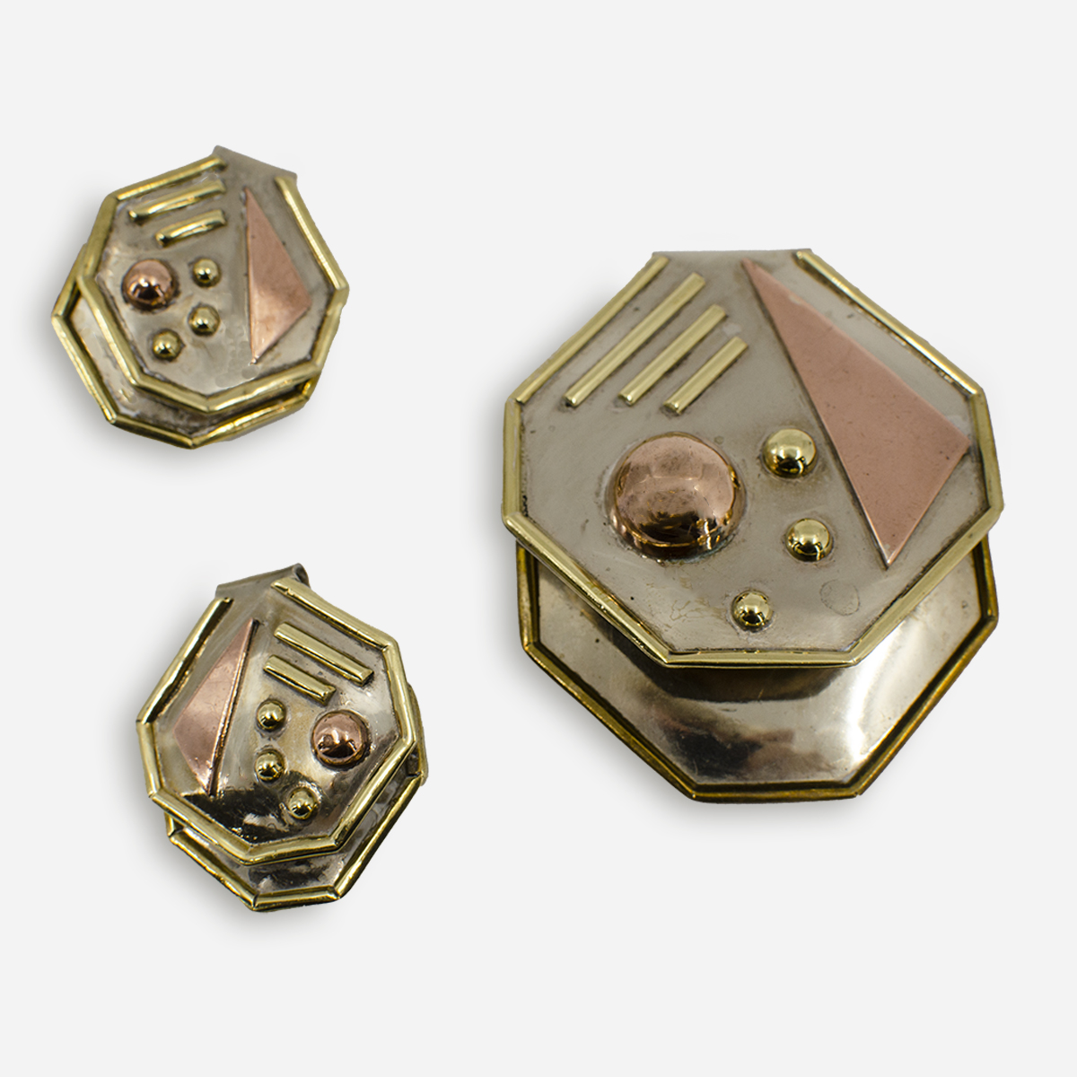 Brass earrings & pendant set