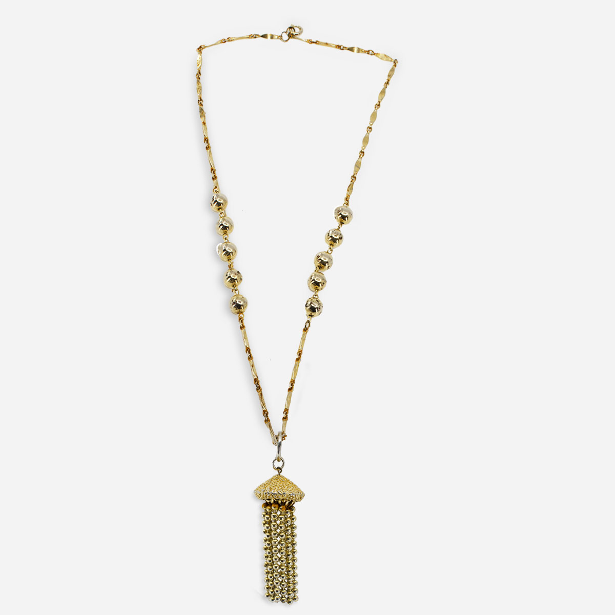 Gold tassel pendant necklace