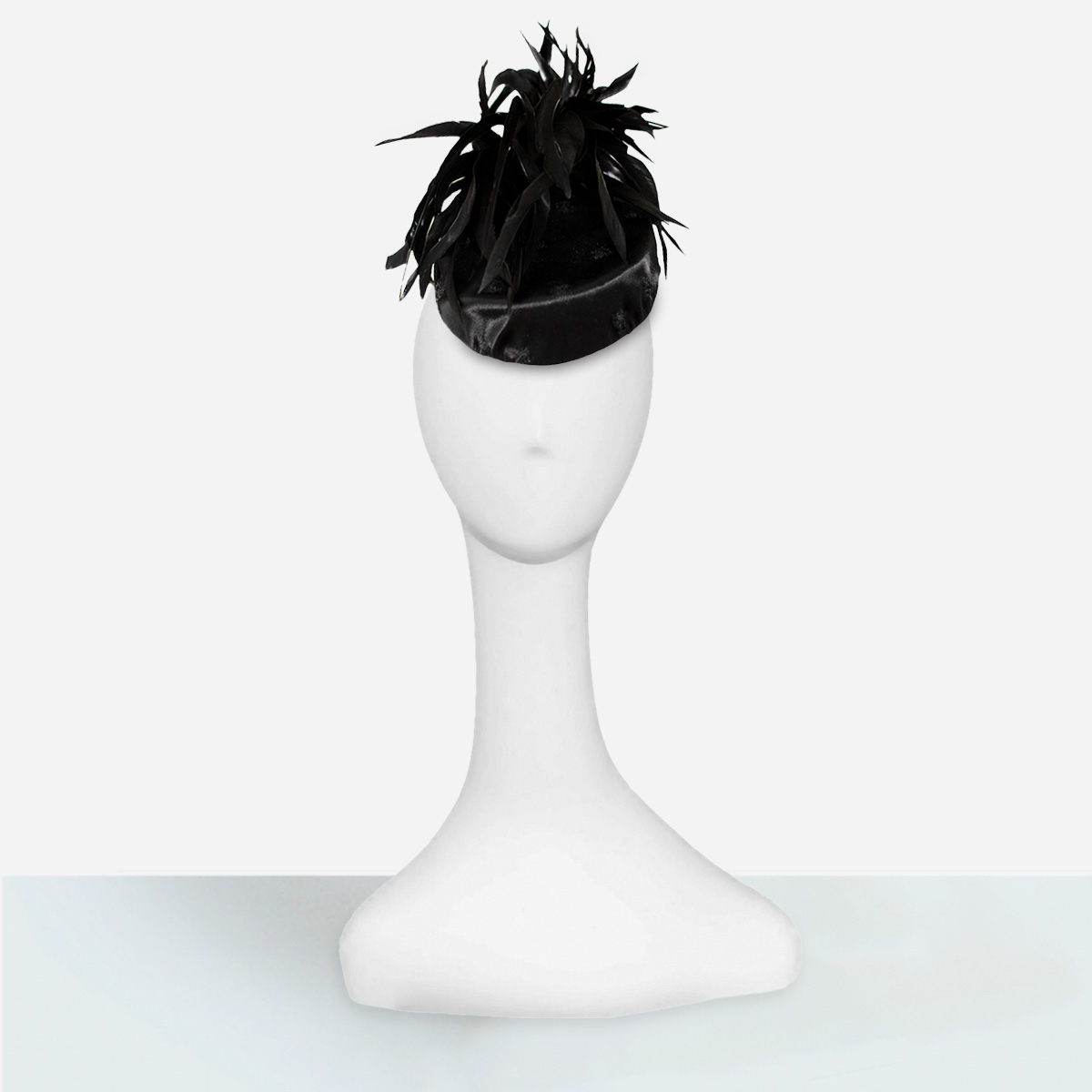 black feather fascinator, Feathered Black Cocktail Hat