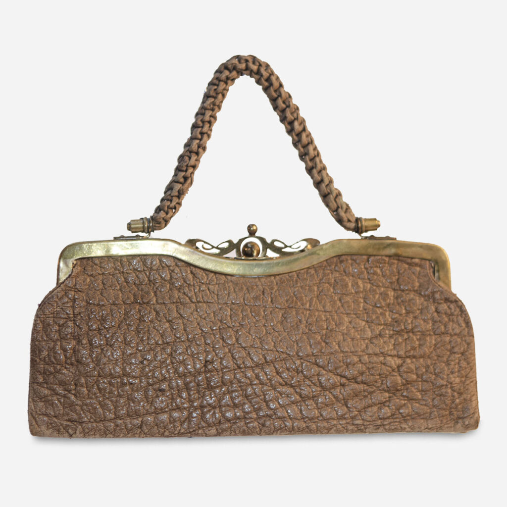 tan antique handbag
