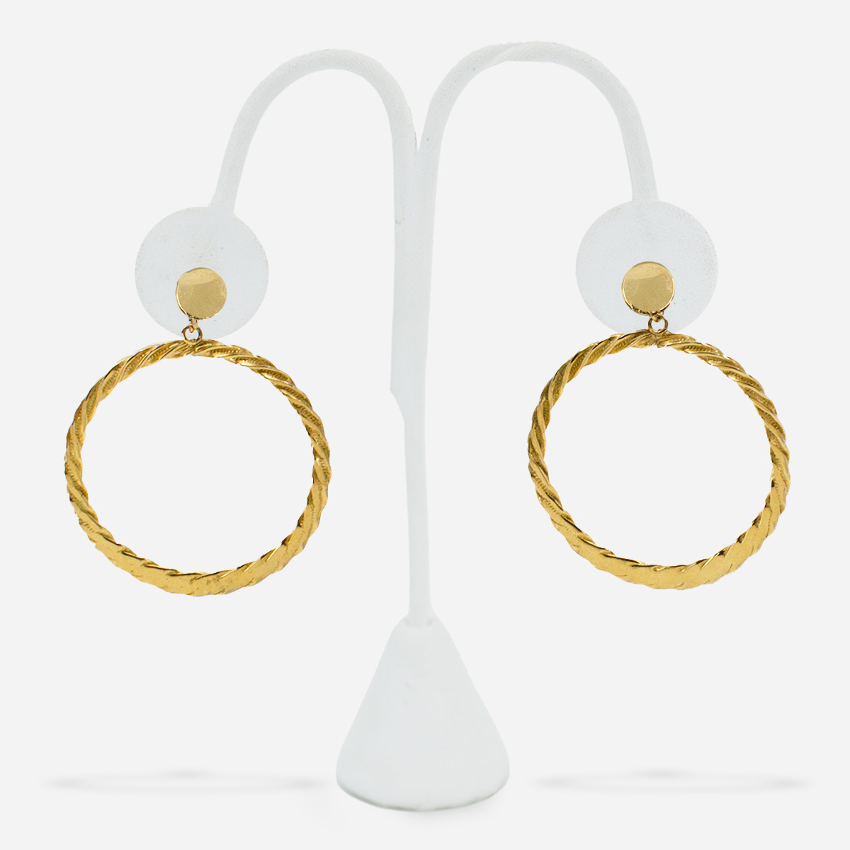 Dangle hoop gold earrings