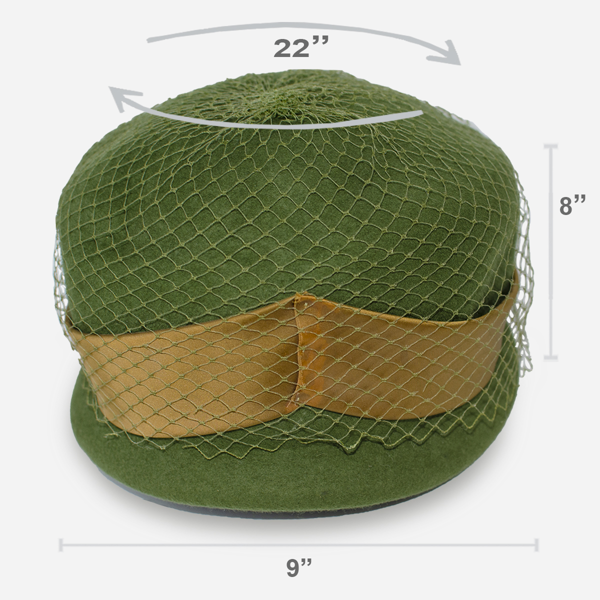 Green cloche hat sizing