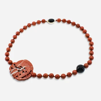 Red jasper beaded fish necklace