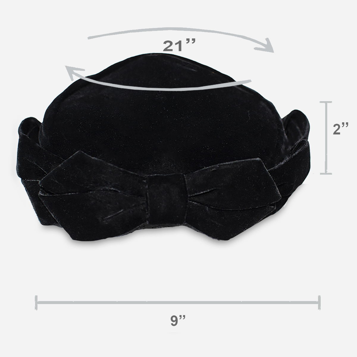 1950s black velvet hat size