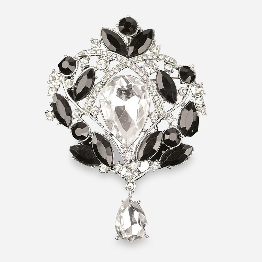 Black aknd white crystal brooch