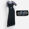 Black lace dress, art deco belt Black lace dress, art deco belt