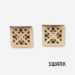 Signed Swank Modernist Square gold cufflinks