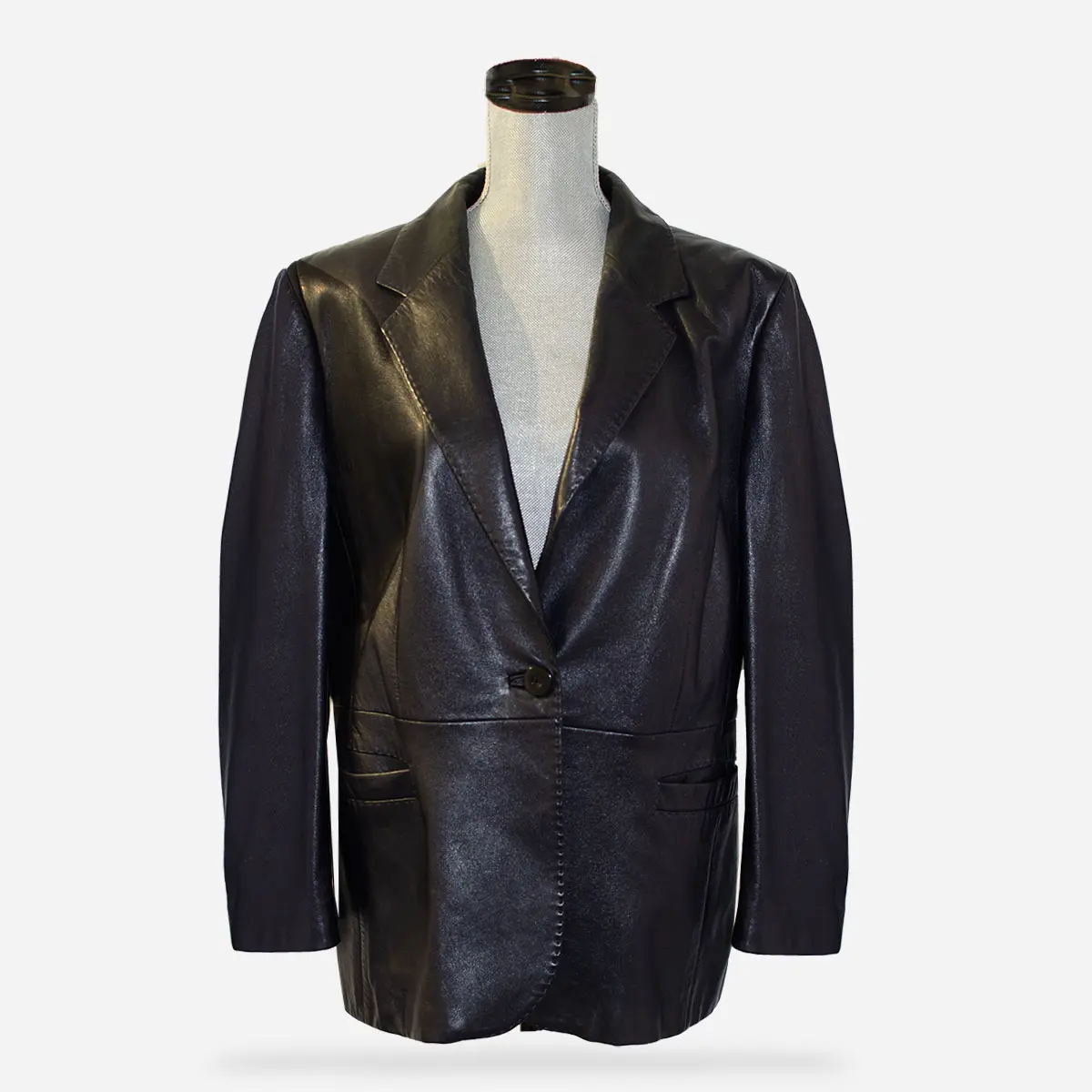 Louis Féraudヴィンテージジャケット Louis Feraud Leather Jacket, Vintage Navy Coat
