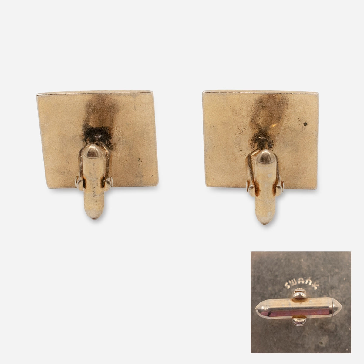 Signed Swank cuffinks, gold bullet toggle