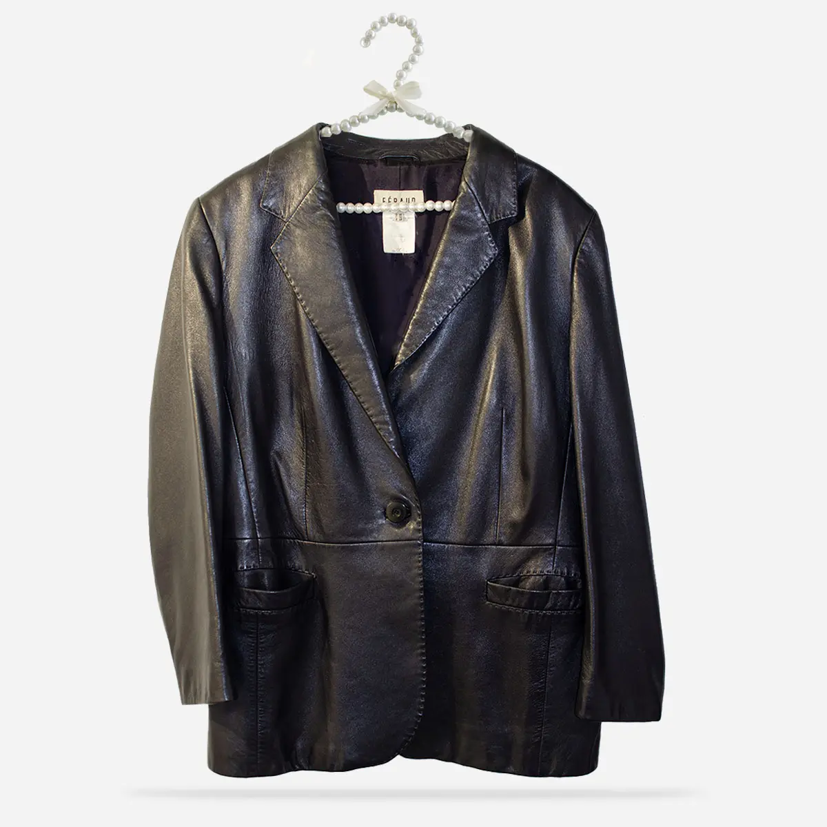 Louis Feraud Leather Jacket, Vintage Navy Coat