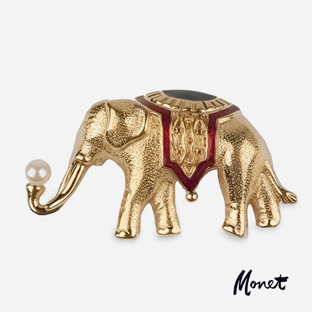 signed gold Monet elephant brooch