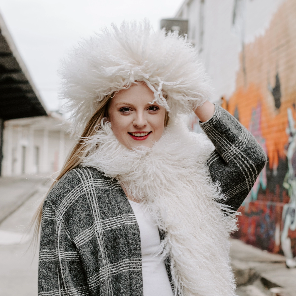 vintage Kokin white Mongolian lamb hat