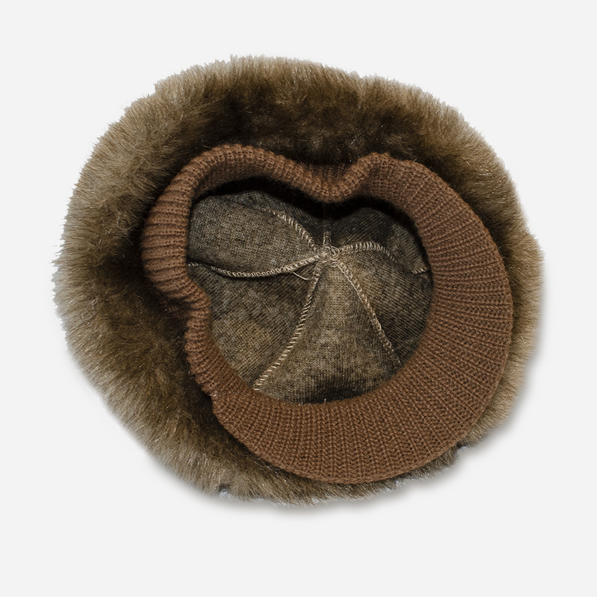 vintage fur hat, knit brim