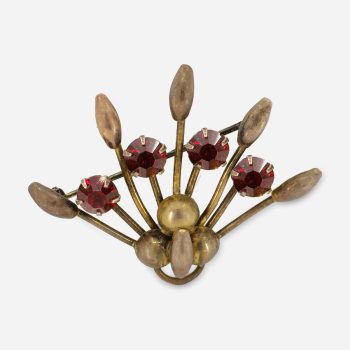 1930s red rhinestone brooch