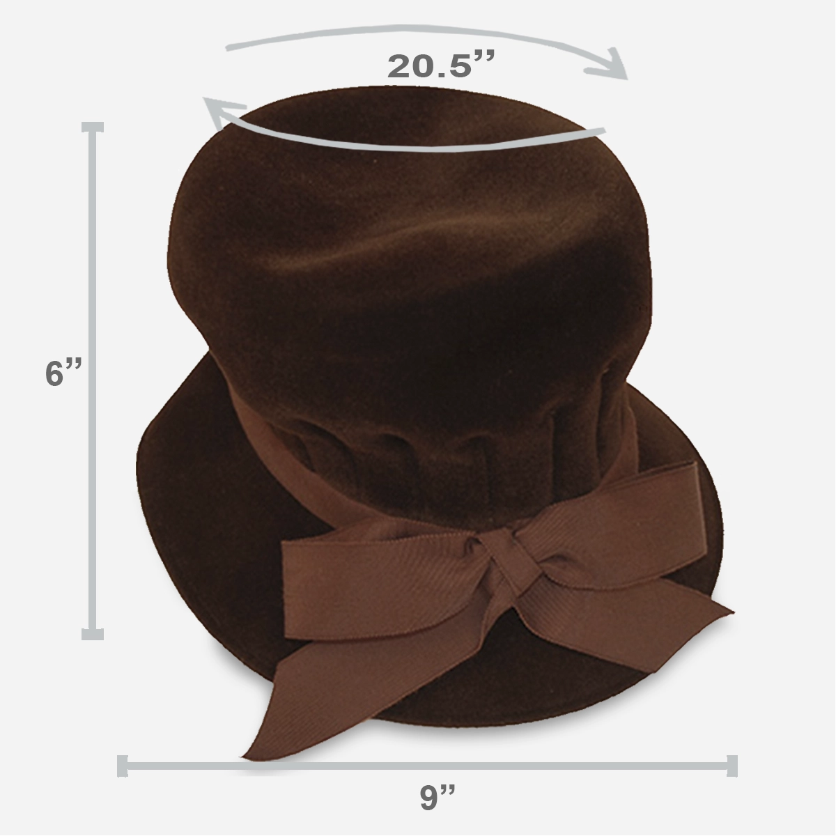 1940s Brown Velvet Tall Hat size