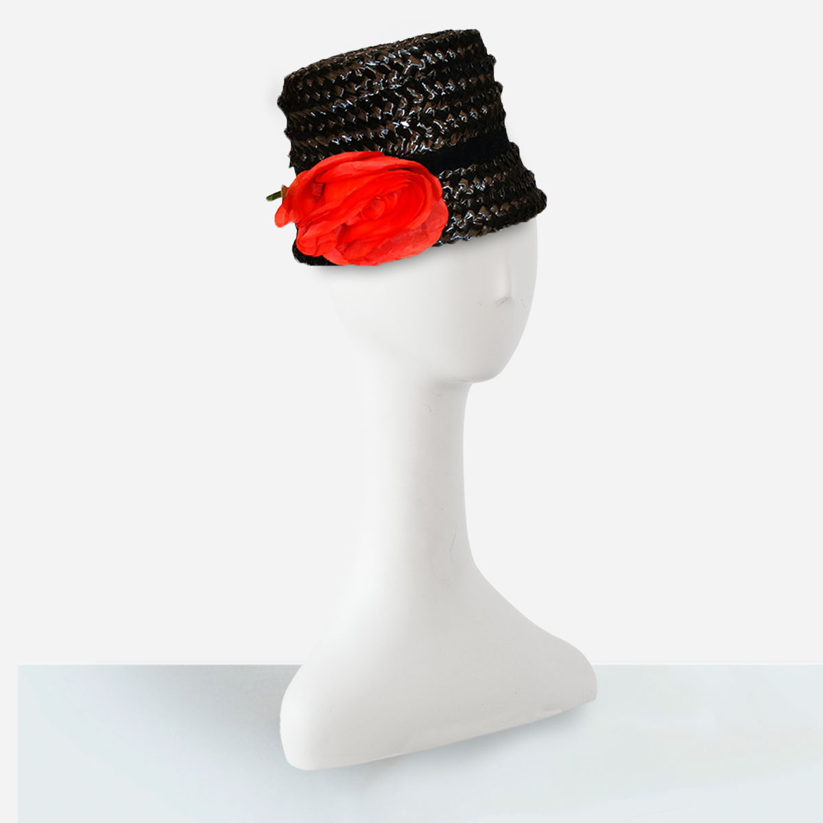 1960s black straw hat