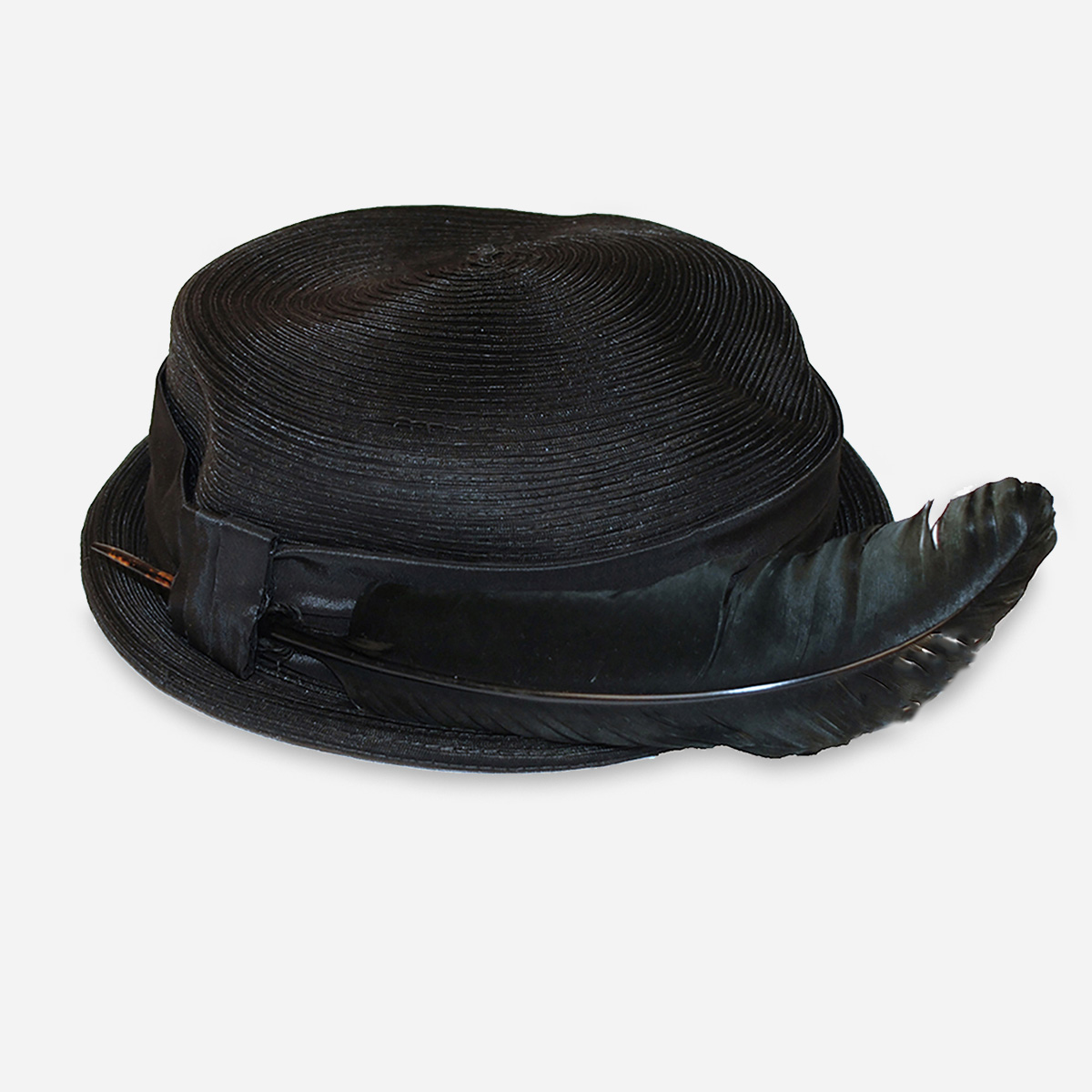 Black straw sailor hat